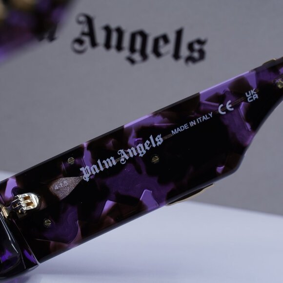 Palm Angels PERI007 ANGEL 3464 Rectangle Sunglasses - Havana Purple/Brown - Picture 8 of 11